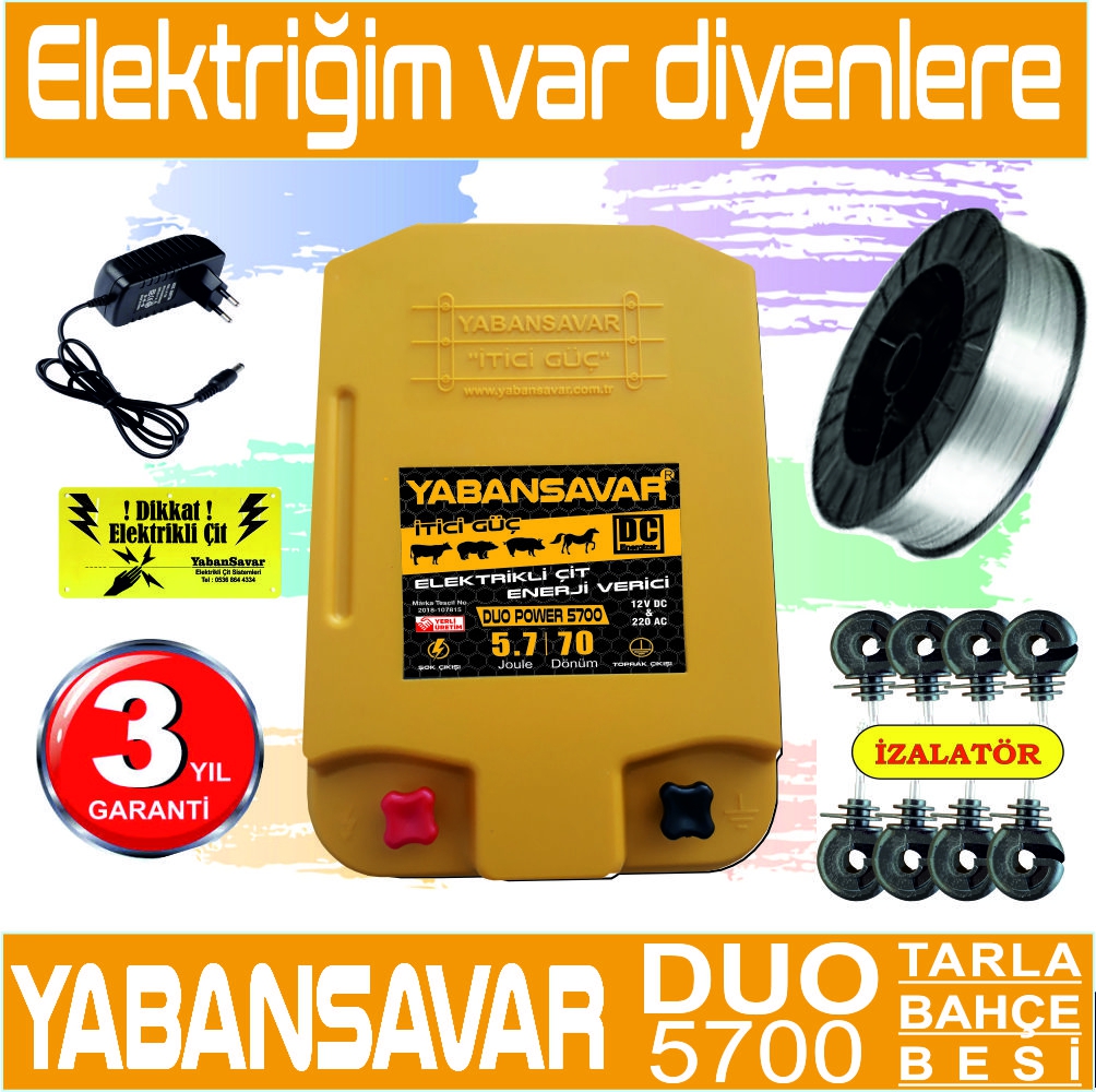 Elektrikli çit, YabanSavar Duo Power 5700,Tarla, Bahçe, Besi.