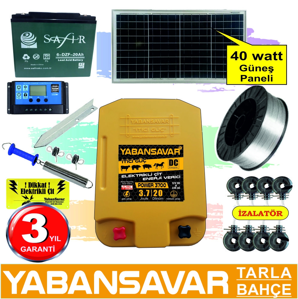 Solar 40 Watt, YabanSavar Power 3700, Tarla, Bahçe