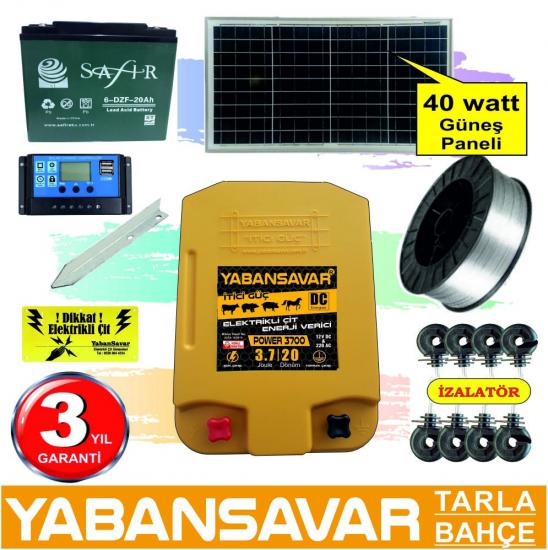 Elektrikli Çit, YabanSavar Power 3700, Tarla, Bahçe, 50 Watt Güneş enerjisi