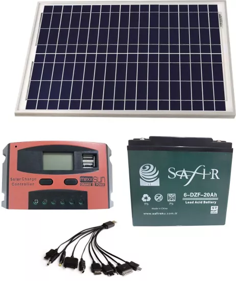 45 Watt Güneş Enerji Panelli,24 Amper Jell akülü hazır set